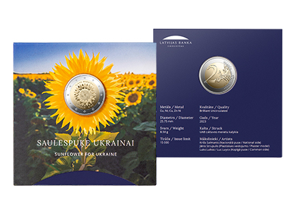 Latvijas Banka will issue a 2 euro commemorative coin "Sunflower for Ukraine"